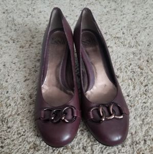 Sofft Purple Leather Heeled Shoes